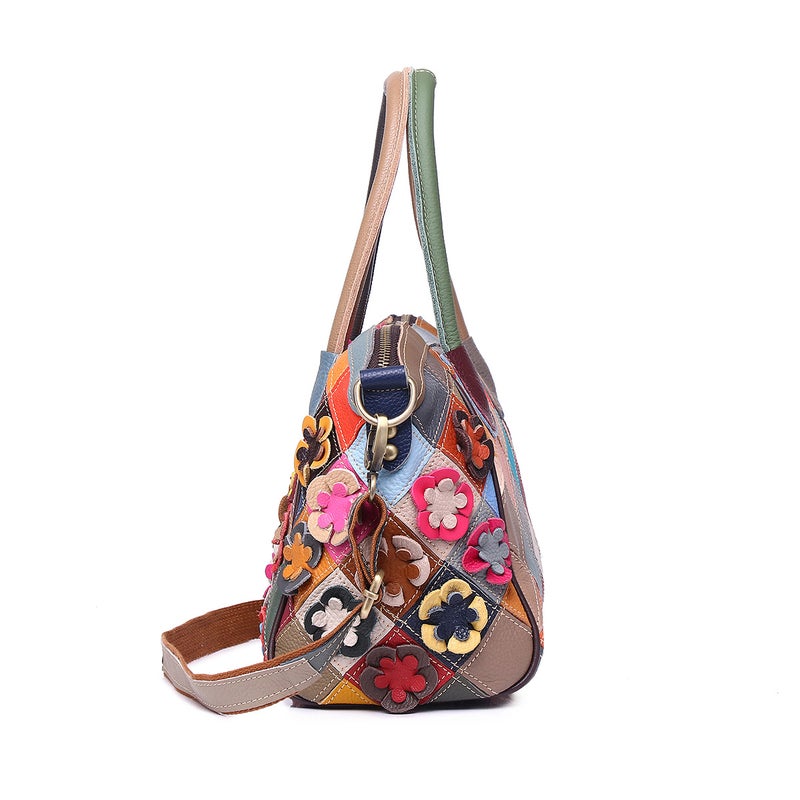 Genuine Leather Women'S Bag Casual Ethnic Style Retro Colorful Handmade Flower Shoulder Crossbody Women'S Handbag - Image 3