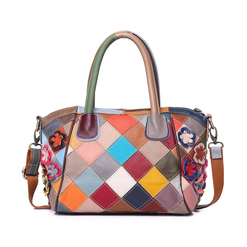 Genuine Leather Women'S Bag Casual Ethnic Style Retro Colorful Handmade Flower Shoulder Crossbody Women'S Handbag - Image 4