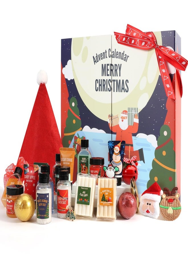BODY & EARTH Advent Calendar 2024 Adult, Holiday Gift Baskets for Women with Hand Cream, Epsom Salt, Candle, Necklace, Brooch, Ear Clips, Skincare Beauty Advent Calendar, Happy New Year Countdown Calendar Gift Set - Image 1