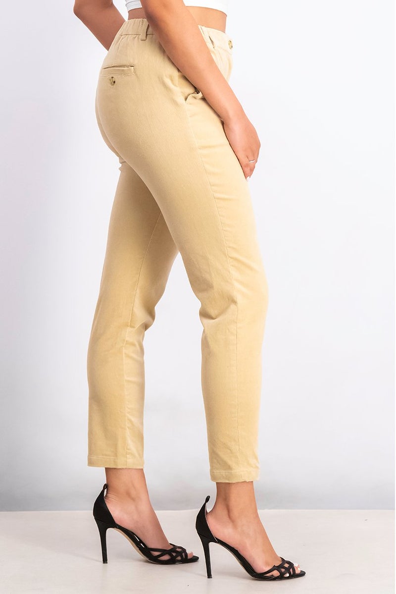 ESPRIT Women Regular Fit Side Pocket Corduroy Pants, Khaki - Image 4