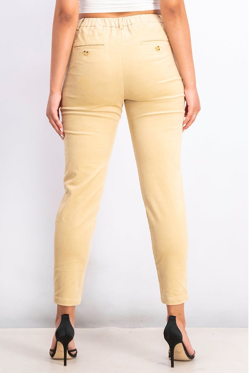 ESPRIT Women Regular Fit Side Pocket Corduroy Pants, Khaki - Image 3