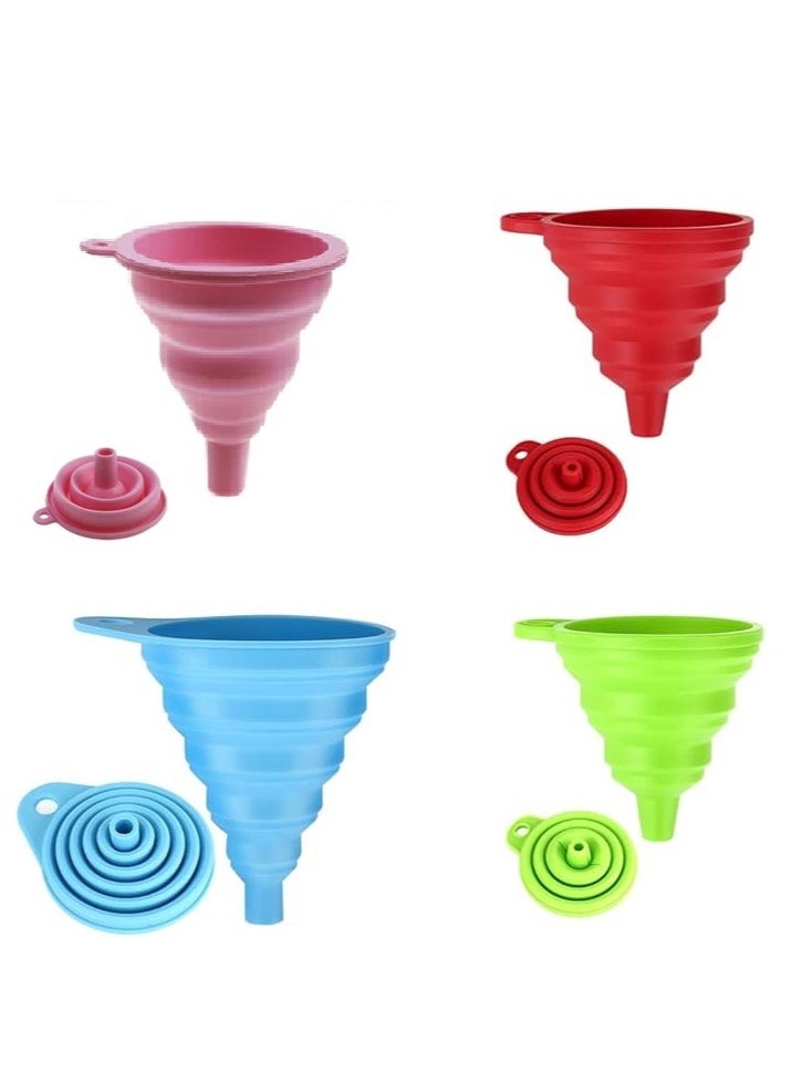 Generic 4Pcs Silicone Collapsible Funnel Kitchen Mini Foldable for Filling Bottles Water Bottle Liquid Powder Transfer Portable Gadgets -Mixed Color  - Image 1