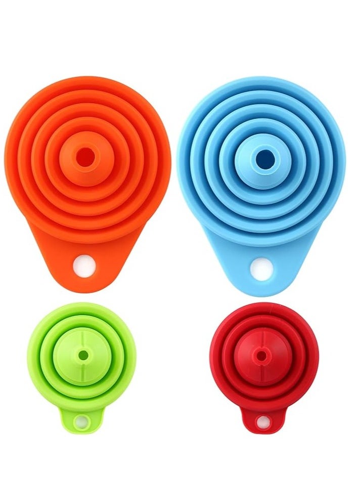 Generic 4Pcs Silicone Collapsible Funnel Kitchen Mini Foldable for Filling Bottles Water Bottle Liquid Powder Transfer Portable Gadgets -Mixed Color  - Image 3