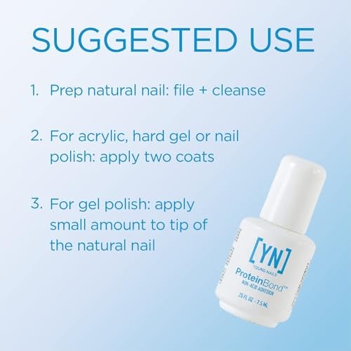 Young Nails Protein Bond - Non-Acidic Nail Primer, Enhanced Adhesion for Gel Polish & Acrylic, Nail Dehydrator, PH Bonder for Gel Nails, 0.5 oz - Image 4