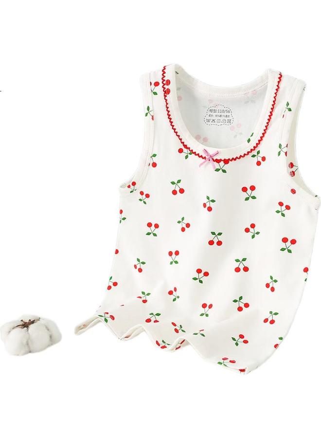 Children'S Vest Boys And Girls Thin Cotton Baby Vest T-Shirt Kids Underwear Bottoming Shirt Cherry 130