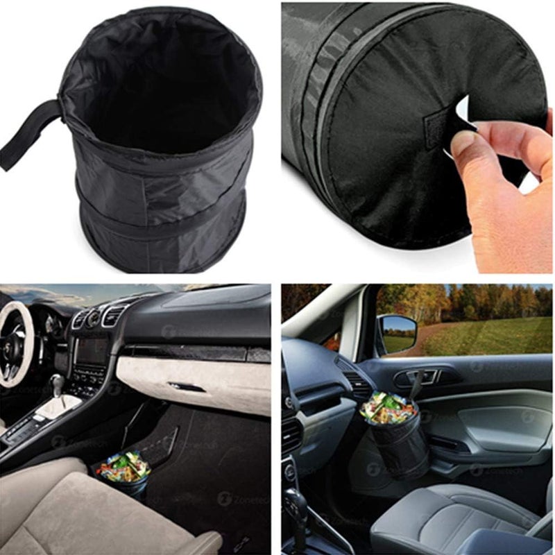 AISIBO Collapsible Car Trash Can, Car Auto Garbage Trash Can Black Portable Garbage Can, Waste Basket Rubbish Bin - Image 4