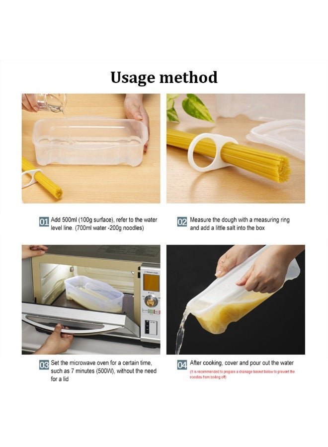 FDTY 1Pcs Microwave Pasta Cooker with Strainer Lid,Pasta Cooker in Microwave with Water Level and Spaghetti Portion Measuring Device for Dorm Kitchen 11.22 * 3.15 * 2.95 in - Image 4