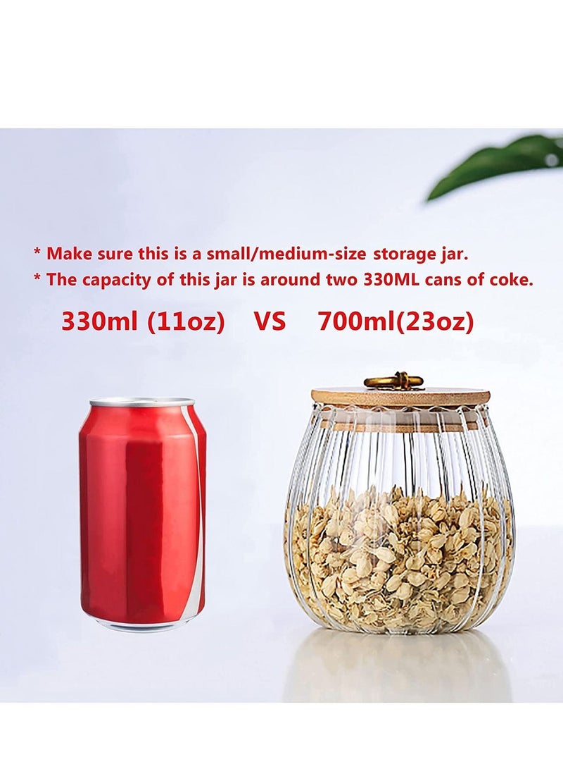 Y&D Glass Coffee Nuts Canister Airtight Storage Jar Petal Decorative Container with Bamboo Lid Metal Handle Easy to Grasp 700ml (23oz) - Image 2