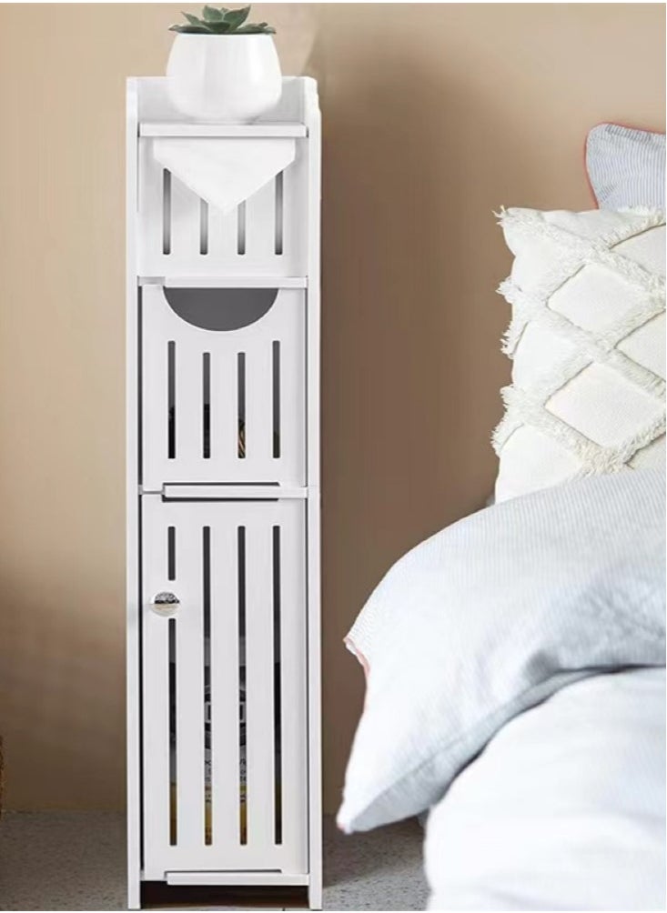 Kutis - 1-Piece Corner Storage Floor Bathroom Cabinet With Door And Shelve White 20x18x78 Centimeter - Image 1