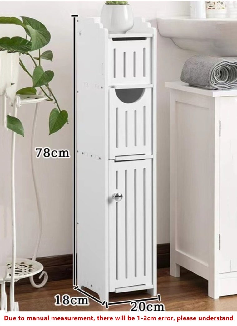 Kutis - 1-Piece Corner Storage Floor Bathroom Cabinet With Door And Shelve White 20x18x78 Centimeter - Image 1
