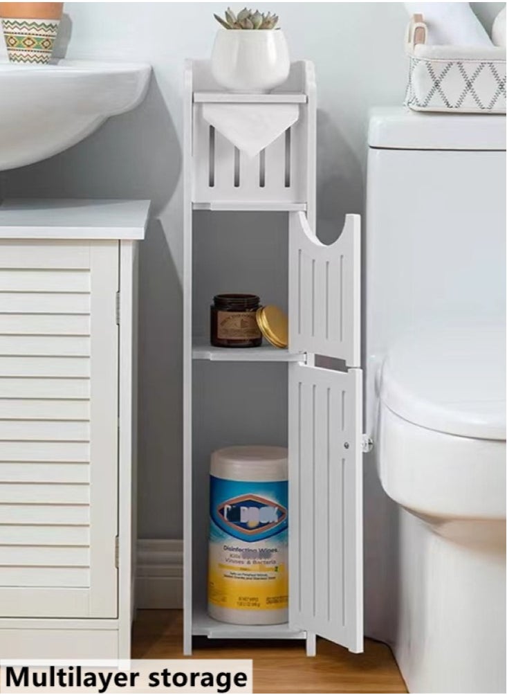 Kutis - 1-Piece Corner Storage Floor Bathroom Cabinet With Door And Shelve White 20x18x78 Centimeter - Image 1