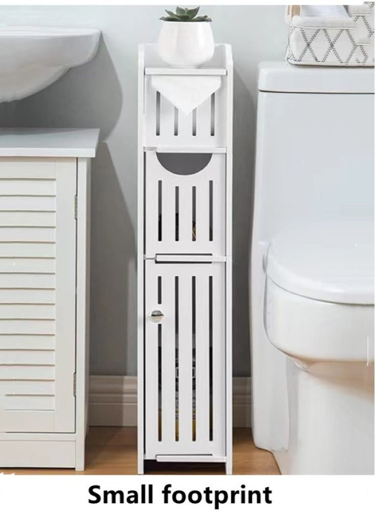 Kutis - 1-Piece Corner Storage Floor Bathroom Cabinet With Door And Shelve White 20x18x78 Centimeter - Image 1