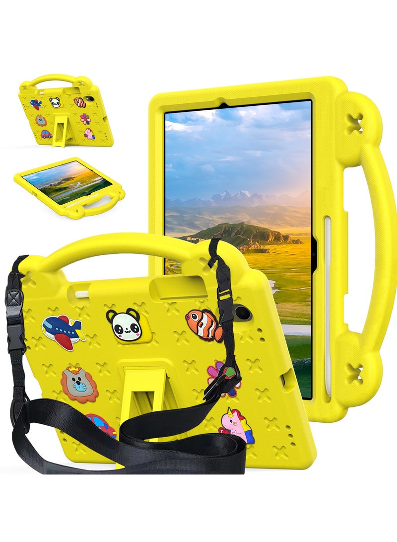 VKL Kids Case Compatible with Samsung Galaxy Tab S11 11 Inch 2025, Lightweight EVA Kids Friendly Shockproof Case Cover with Invisible Bracket, Handle and Shoulder Strap (Yellow) - Image 1