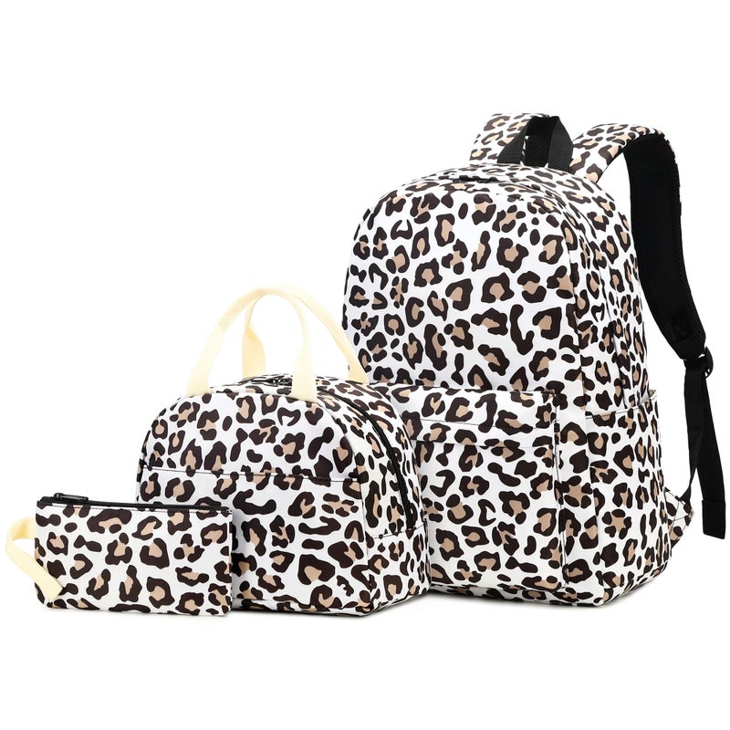 Yusudan Leopard Girls School Backpack Set Kids Teens School Bag Bookbag with Lunch Bag Pencil Bag - Image 2
