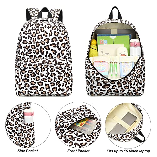Yusudan Leopard Girls School Backpack Set Kids Teens School Bag Bookbag with Lunch Bag Pencil Bag - Image 3
