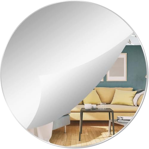 Fliptic Glass Acrylic Circle Wall Mount Mirror Sheet(1Mm,8" Diameter,Silver) Round,Unframed Pack of 4 - Image 1