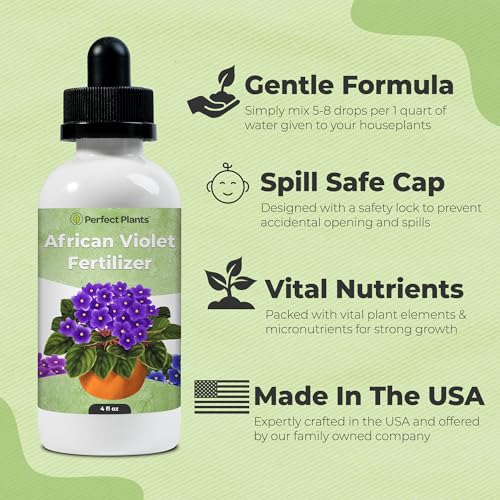 PERFECT PLANTS Liquid African Violet Food Drops by Perfect Plants | Fertilizer for Your Live Indoor Flowering Plant Garden | Packed with Premium Nutrients and Plant Foods | NPK 2-2-2 (4oz) - Image 2