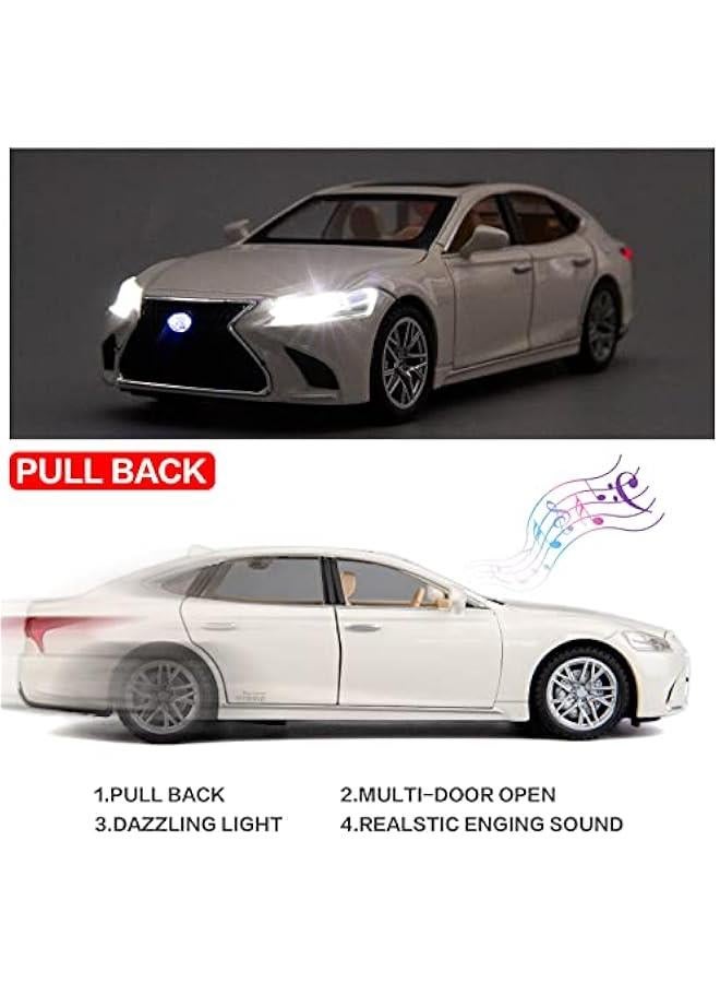 OCTOBER 1/32 Compatible for Lexus Ls500h Model Car, Zinc Alloy Pull Back Toy car with Sound and Light for Kids Boy Girl Gift(White)  - Image 2