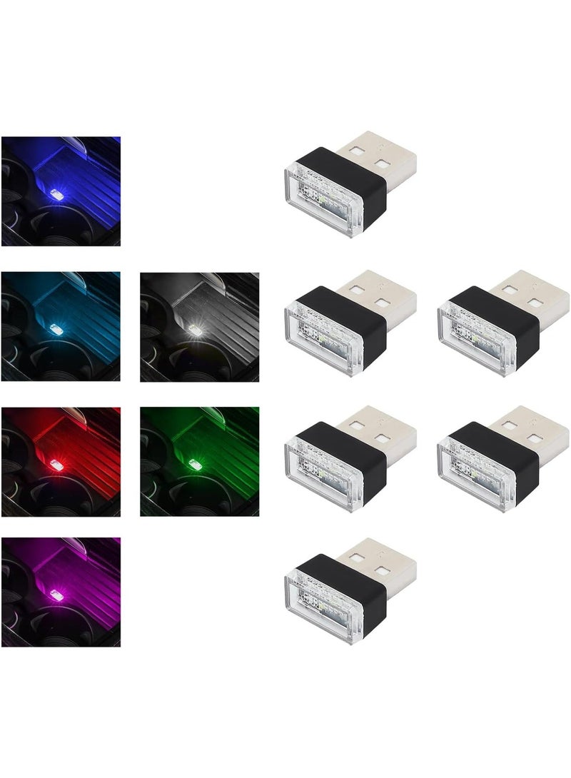 6 جهاز كمبيوتر شخصي USB LED سيارة مصباح الغلاف الجوي الداخلي ، إضافة إلى USB ديكور ضوء ليلي ، مجموعة الإضاءة المحمولة للسيارات المحيطة ، ملحقات داخلية عالمية للمركبات لمعظم السيارات (6 ألوان) - Image 1