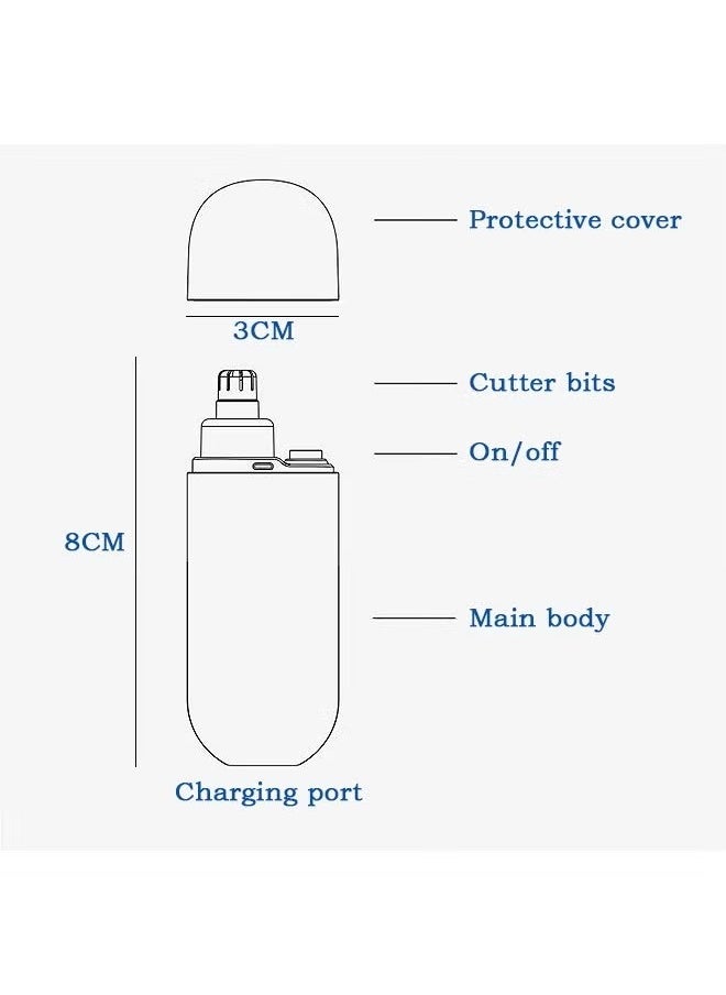 Generic Portable Nose Hair Trimmer, Rechargeable Facial Hair Trimme with Dust Protection Cap, Waterproof Men's Grooming Tool (Blue)  - Image 2