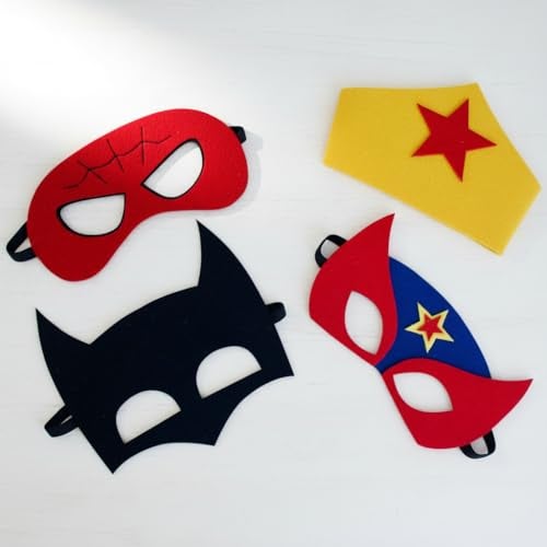 Pooka Superheroes masks Set of 4 Superheroes Masks Super heroes Felt MaskSpiderman Superman Wonder woman maskSuperhero felt mask - Image 1
