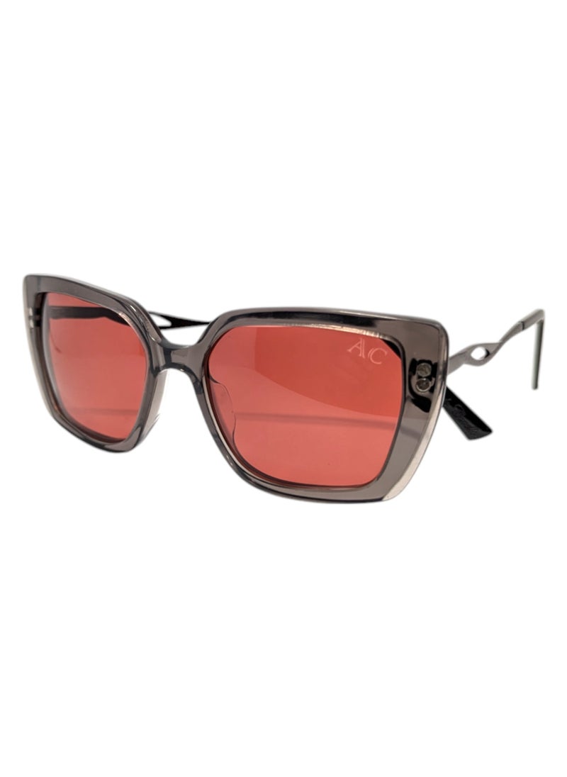 Armando Cavelli - Authentic Armando Cavelli sunglasses, crafted from carefully selected premium acetate for a luxurious look and longevity with extensive use. This model combines modernity and classic style, with a raw grey acetate front and gunmetal -plated metal temples to complete your luxury look. Comes with premium polymer lenses offer UV400 protection in a red. - Image 1
