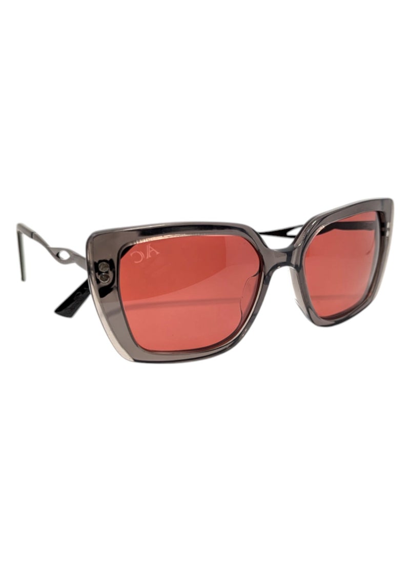 Armando Cavelli - Authentic Armando Cavelli sunglasses, crafted from carefully selected premium acetate for a luxurious look and longevity with extensive use. This model combines modernity and classic style, with a raw grey acetate front and gunmetal -plated metal temples to complete your luxury look. Comes with premium polymer lenses offer UV400 protection in a red. - Image 1