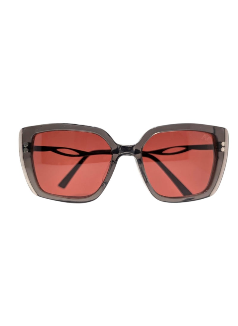 Armando Cavelli - Authentic Armando Cavelli sunglasses, crafted from carefully selected premium acetate for a luxurious look and longevity with extensive use. This model combines modernity and classic style, with a raw grey acetate front and gunmetal -plated metal temples to complete your luxury look. Comes with premium polymer lenses offer UV400 protection in a red. - Image 1
