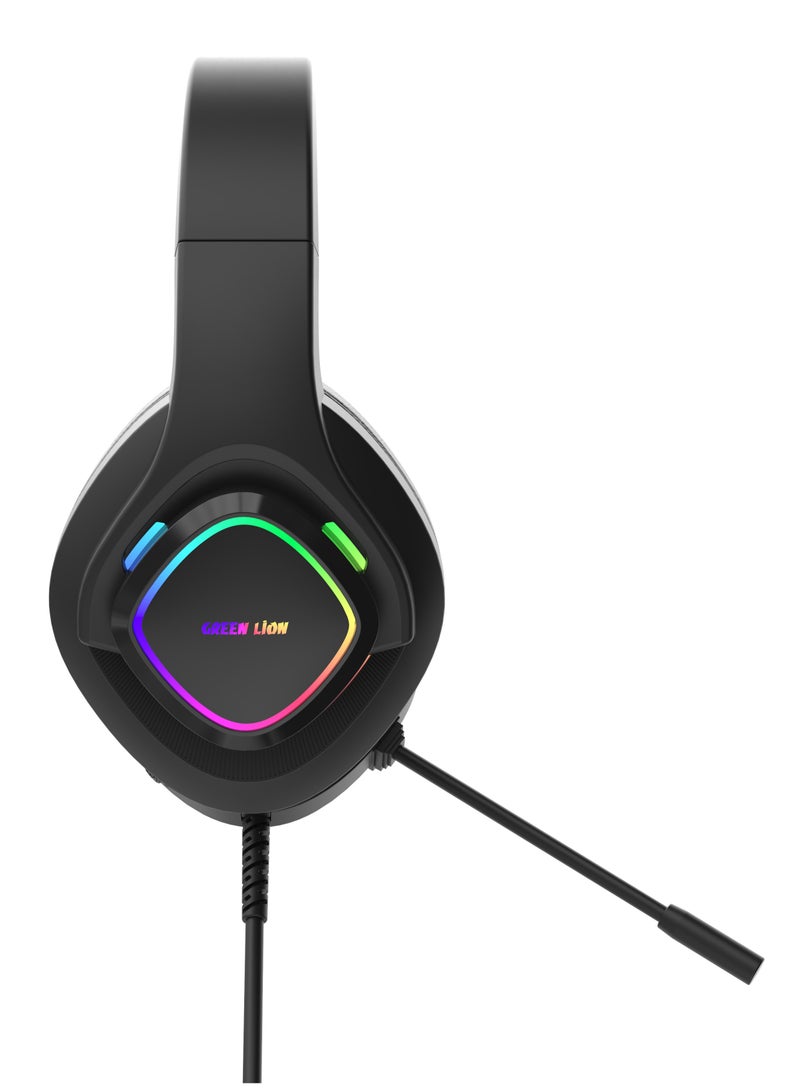 GREEN LION Gaming Headphone GP32X with High-Definition Audio / Music / Comfortable to Wear / Durable Build /Wide Combability/ 3.5mm Audio Jack / Noise Canceling Mic /  2.1m Wired Headphone - Black - Image 4