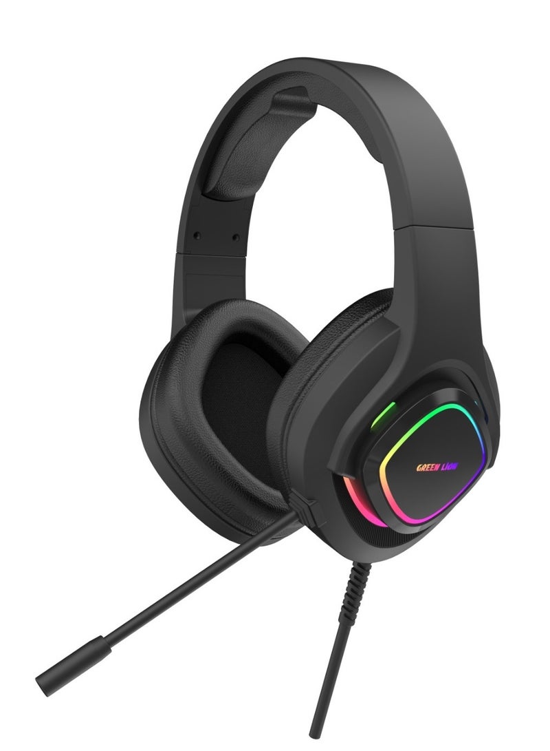 GREEN LION Gaming Headphone GP32X with High-Definition Audio / Music / Comfortable to Wear / Durable Build /Wide Combability/ 3.5mm Audio Jack / Noise Canceling Mic /  2.1m Wired Headphone - Black - Image 1