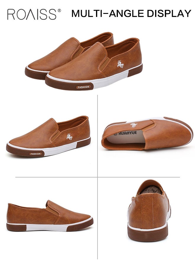roaiss - Slip-on Flat Shoes for Men, Round Toe Flat Shoes, Lightweight Comfortable Walking Shoes with Anti-Slip Outsole, Men's Stylish Loafers, Suitable for Walking, Driving, Traveling and Daily Wear - Image 1