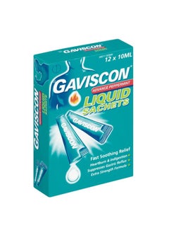 Gaviscon Advance Peppermint Liquid For Heartburn 10ml, Pack of 12 Sachets