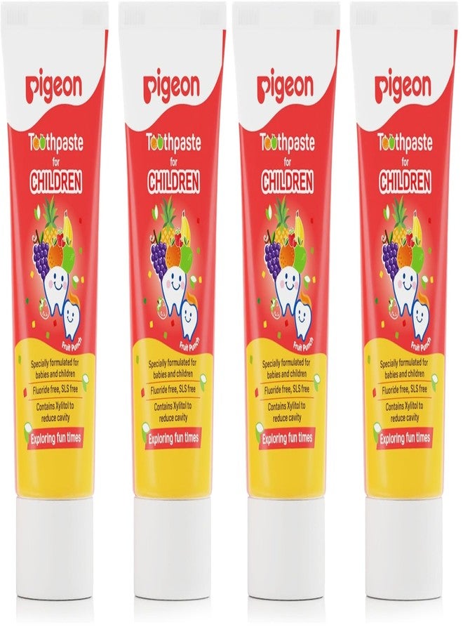 Pigeon Fruit Punch Toothpaste for Babies & Children | Formulated Without Fluoride, SLS, Added Colour & Paraben | pH Friendly Gentle Oral Care | 45 g Each | Pack of 4 - Image 1