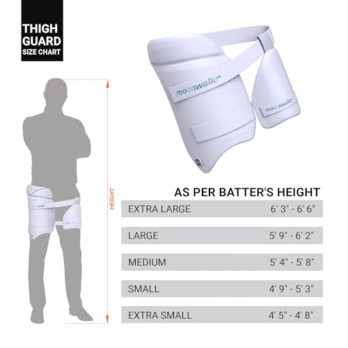 moonwalkr Thigh Guard 2.0 Protective Gear for Batter’s Height (4’5”- 4’8”) Cricket Thigh Pad Cricket Accessories & Equipment Safeguarding Both Your Outer and Inner Thighs White (XS, Left Hand) - Image 3