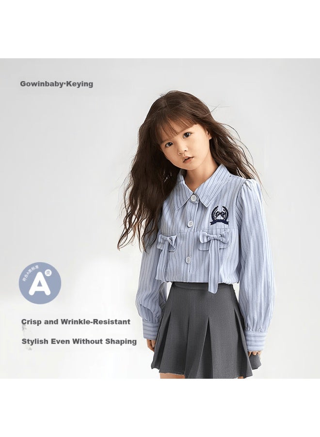 Gowinbaby Academy Style Girls' Two-piece Set  Autumn New Fashion Toddler Striped Skirt Outfit - Image 2
