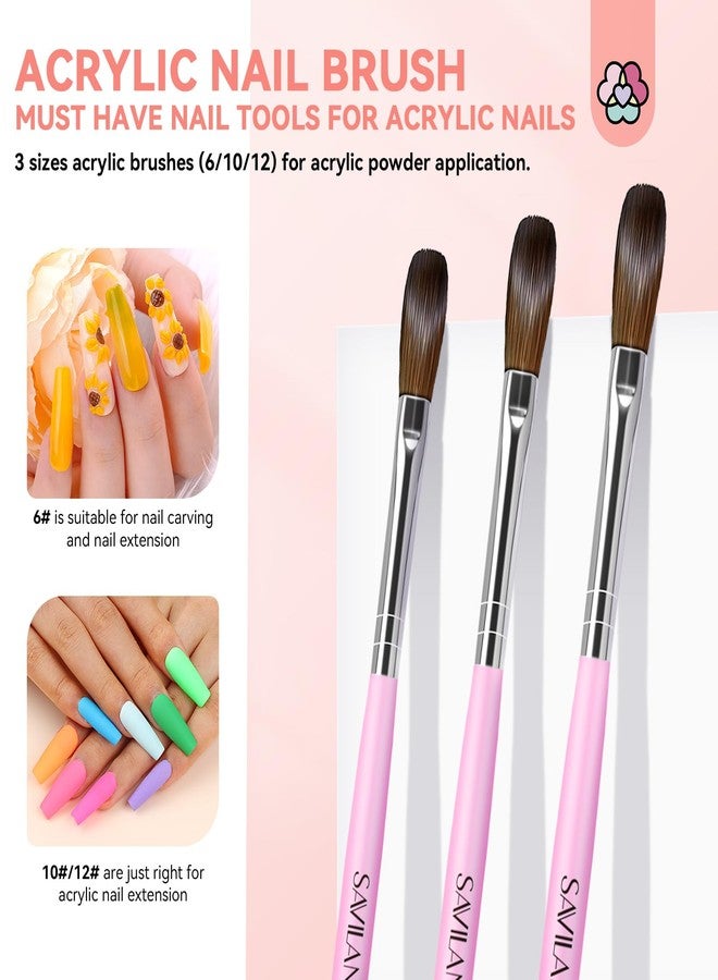 SAVILAND Acrylic Nail Set - 10 Colors Glitter Nudes Acrylic Powder and Acrylic Liquid Acrylic Nail Brushes Nail From Dappen Dish Cuticle Oil Manicure Tools for Acrylic Application at Home & Salon Use - Image 5