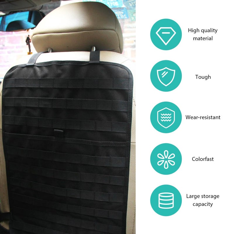 MUQIDA Car Seat Back Organizer, Tactical MOLLE Sag Proof Vehicle Panel Backseat Cover Protector, Universal Molle Nylon Storage Bag Seat Back Hanger Pad for Car Truck SUV Pickup (Black) - Image 3
