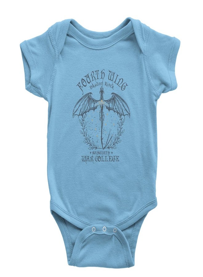 The Pxv One-Piece Fourth Wing Dragon Rider Vintage Basgiath War College 18 Months Light Blue Romper - Image 1