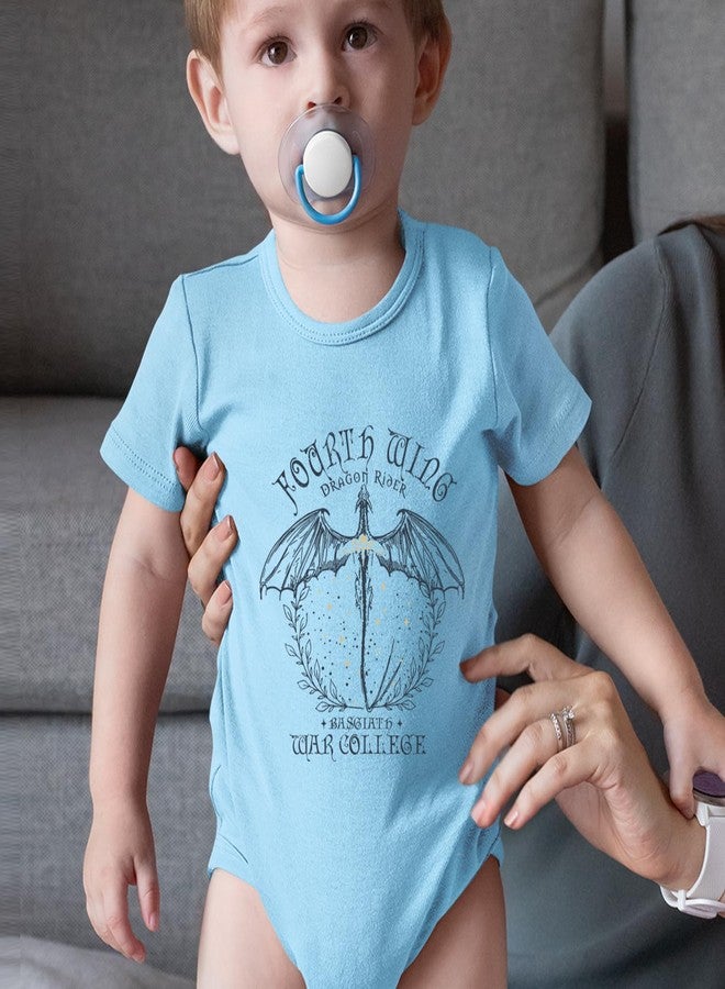 The Pxv One-Piece Fourth Wing Dragon Rider Vintage Basgiath War College 18 Months Light Blue Romper - Image 2