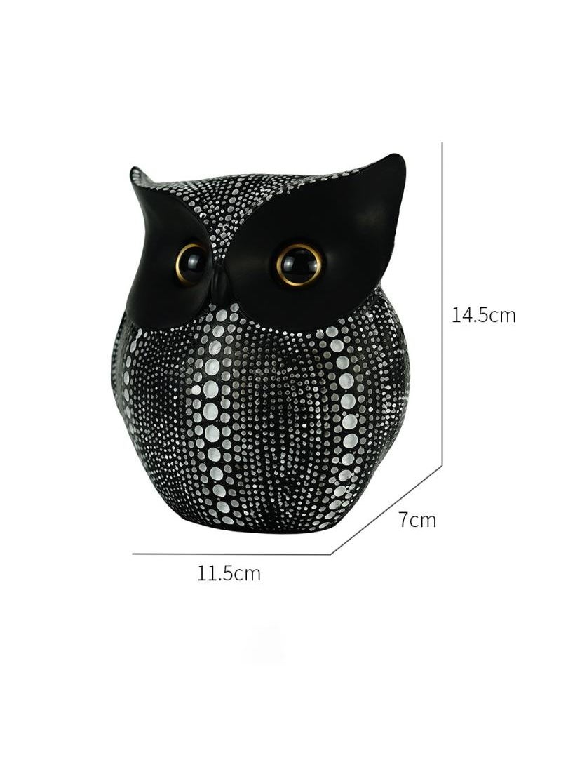Y&D Nordic Style Simple Light Luxury Resin Owl Ornaments Home Living Room TV Cabinet Simulation Animal Decoration Crafts-Black Wave Dot  - Image 2