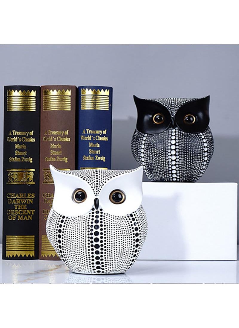 Y&D Nordic Style Simple Light Luxury Resin Owl Ornaments Home Living Room TV Cabinet Simulation Animal Decoration Crafts-Black Wave Dot  - Image 1