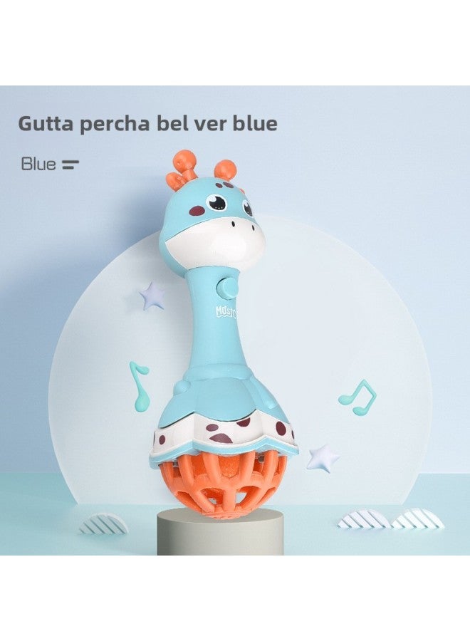 Baby Gum Hand Rattle Rattle Sand Hammer Light Music Piano Hand Beat Drum Newborn Early Education Toys-Specifications:Fawn Rattle (Blue) - Image 1