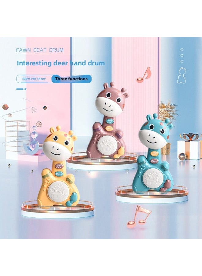 Baby Gum Hand Rattle Rattle Sand Hammer Light Music Piano Hand Beat Drum Newborn Early Education Toys-Specifications:Fawn Rattle (Blue) - Image 5