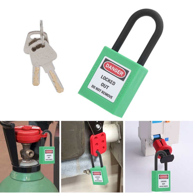 38mm/1.5in Safety Padlock Engineering Insulation DustProof with 2 Keys for Factories Construction Sites Hospitals(Green ) - Image 2