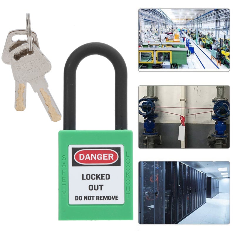 38mm/1.5in Safety Padlock Engineering Insulation DustProof with 2 Keys for Factories Construction Sites Hospitals(Green ) - Image 1