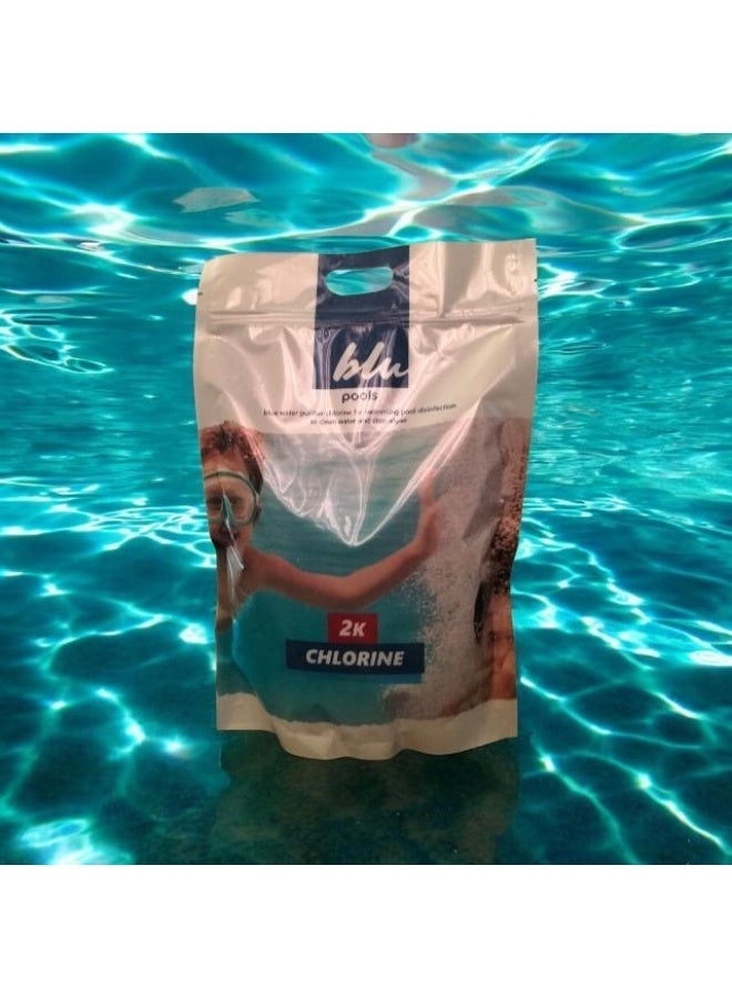 Blu Swimming Pool Chlorine Powder 2kg - 65–70% | Pool Water Disinfectant & Algae Control | 2kg swimming pool chlorine powder, 65–70% | Powerful disinfectant and algae treatment - Image 2