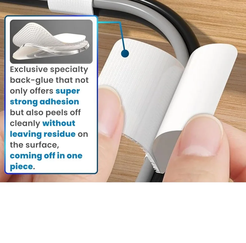 THUGFIT  10 pcs BLACK Self Adhesive Cable Ties Hook Loop Desk Cord Organizers for Home Office Reusable Wire Managers for Cable Management  | Best Price UAE