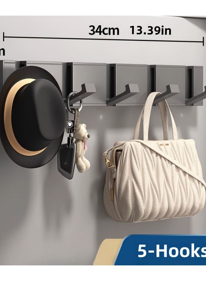 خطافات قابلة للطي مخفية باللون الرمادي - منظِّم تخزين معلق عالي الجودة من سبائك الألومنيوم للباب - Image 4