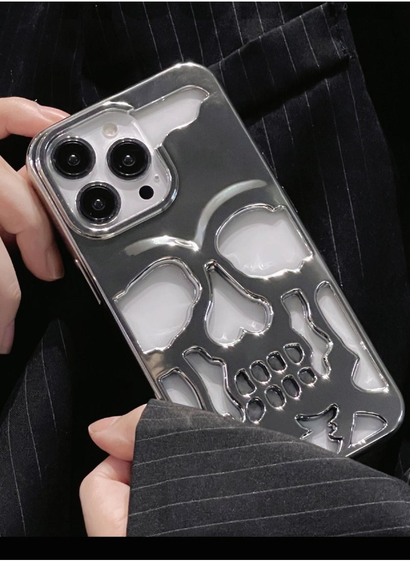 Color Fans - Electroplating Skull iPhone 13 Pro Max Case 6.7 inch Silvery - Image 1