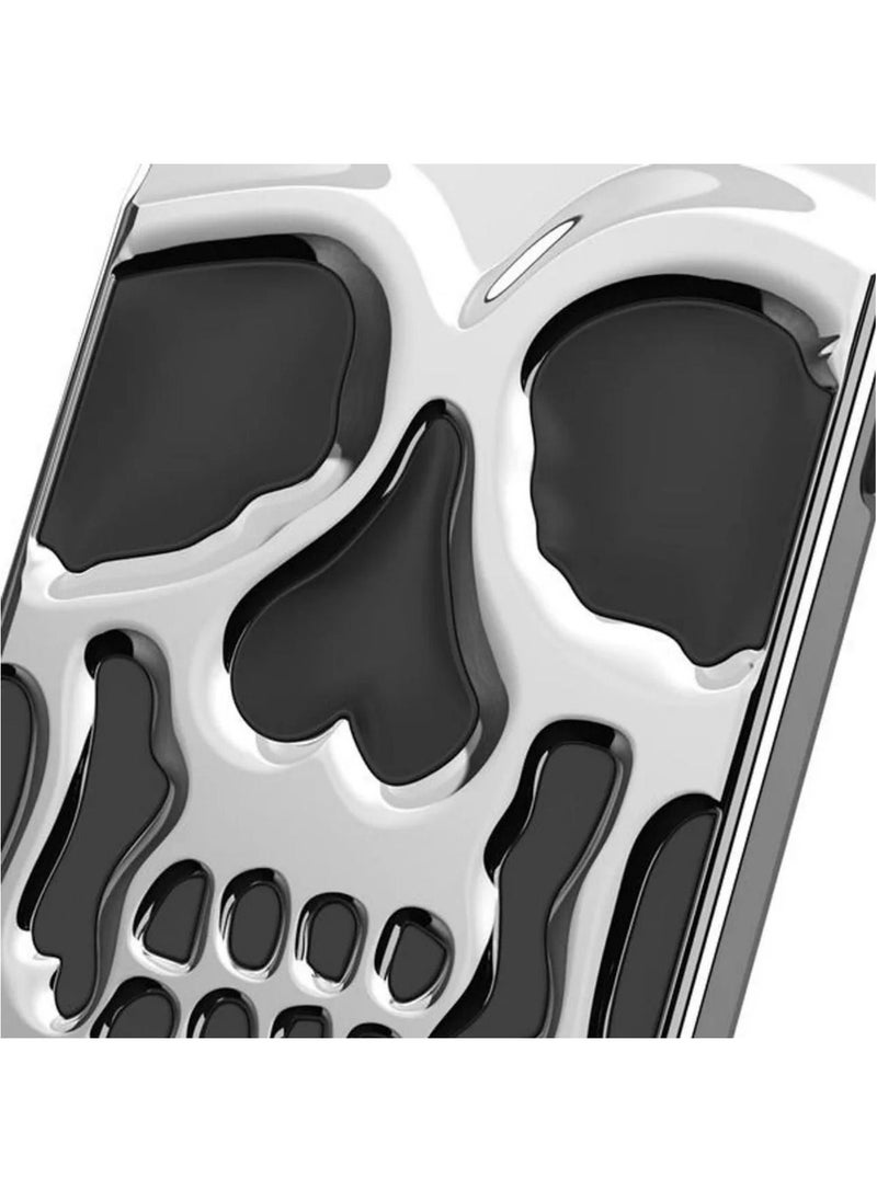 Color Fans - Electroplating Skull iPhone 13 Pro Max Case 6.7 inch Silvery - Image 1